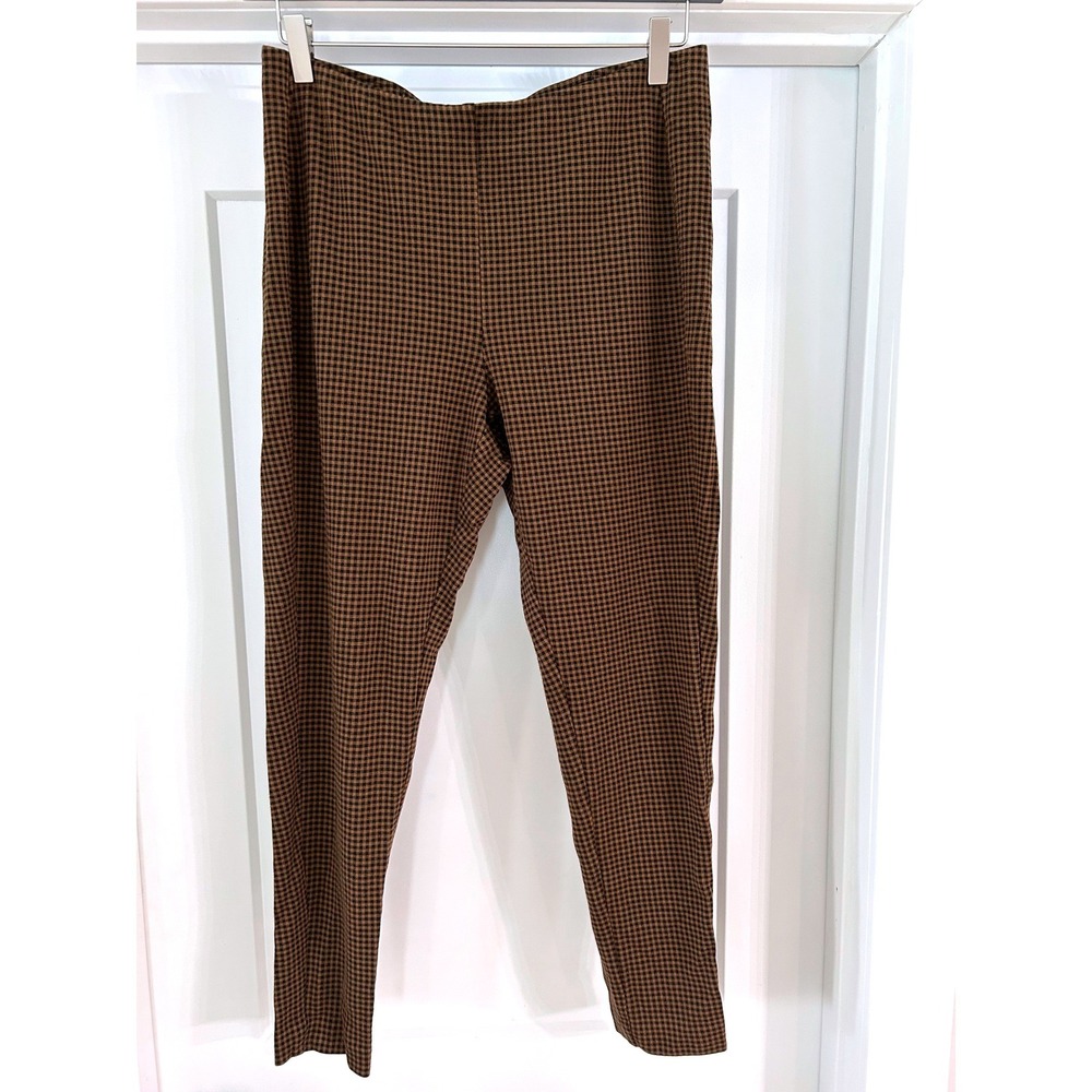 J. Jill Brown Houndstooth Ponte Leggings Large Stretch Knit Slim Pant Monochrome